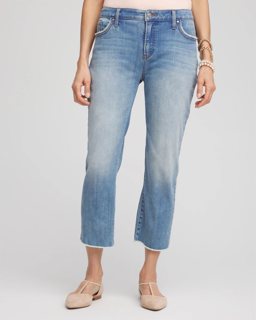 Girlfriend Frayed Cropped Jeans | Chico's Girlfriend Frayed Cropped Jeans | Chico's